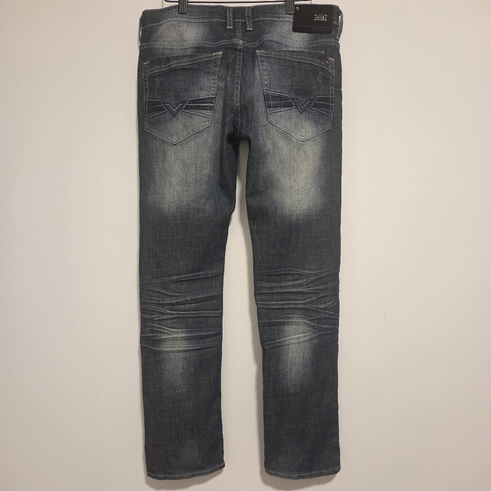 Buffalo David Bitton Evan-X Slim Stretch Jeans – Dark Distressed Wash – 32x30 - Picture 4 of 7